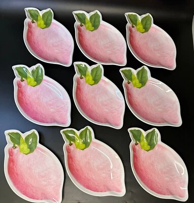 Whim Cynthia Rowley Juego de 9 Platos Melamina Rosa Limón 8.75" x 5" Foto 1 de 4