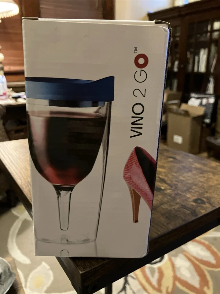 Vaso de vino Vino 2 Go aislado doble pared acrílico - tapa azul 10 oz nuevo en caja Foto 1 de 4