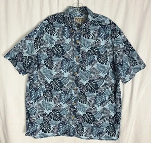Camisa Duluth Trading Co patrón de hojas hawaianas talla L tonos de azul 100 % algodón - Imagen 1 de 5