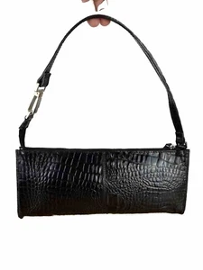 Worthington Black Leather Shoulder Bag Handbag Purse - Picture 1 of 23