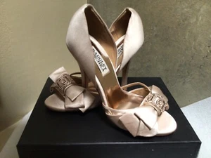 NIB Badgley Mischka Babette II heels d'Orsay satin wedding bridal shoes nude 7 M - Picture 1 of 7