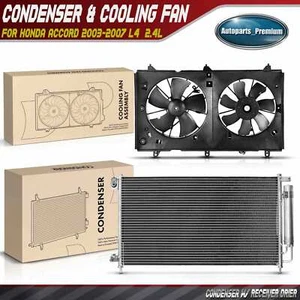 AC Condenser & Dual Cooling Fan Kit for Honda Accord 2003-2007 L4 2.4L Coupe - Picture 1 of 10