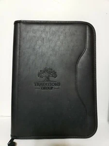 gemiline traditional group black leather zip up notebook - Picture 1 of 6