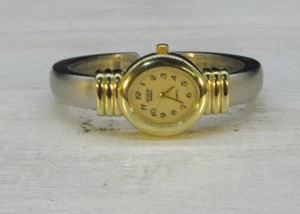 Acqua Indiglo Quartz GOLD SILVER Cuff Watch A63932 Stainless Steel - Picture 1 of 9