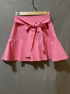 NWT ZARA Women Side Zip Tie Hi-Rise Stretch Mini Flared Skirt Skort Size S Pink - Picture 1 of 13