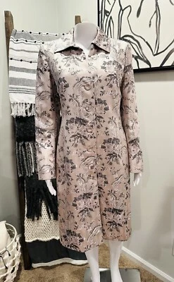 Abrigo Formal Kay Unger New York Pálido Polvoriento Rosa y Gris Seda Damasco Talla 8 en Excelente Condición! Foto 1 de 4