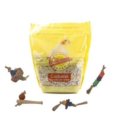 Volkman Avian Science Super Cockatiel Food No Sunflower Bird Seed with Foot Toy