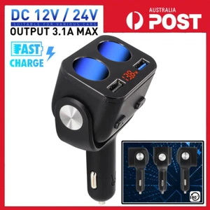 Car Cigarette Lighter Socket Splitter Power Adapter Dual USB Charger 2-Way 3 12V - Picture 1 of 11