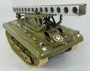 Great Vintage 1950s GAMA Germany Wind-Up 9936 Missile Launcher Tank Toy /w Box - Picture 1 of 12