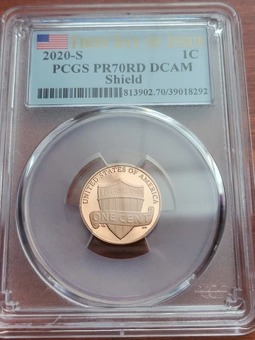 2020 S PR70RDDCAM FDOI PCGS Shield Cent Cover