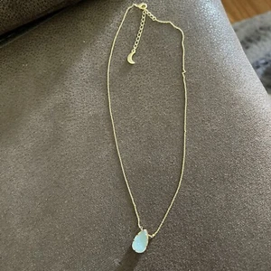 Luna Norte Gold Chain Necklace. Blue Drusy Pendant - Picture 1 of 4