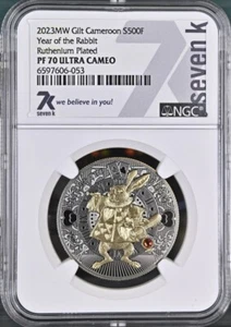 7K Metalle 2023 Jahr des Kaninchens 14g 0,999 Silber PF70 Ultra Kamee. Auflage 999! - Bild 1 von 3