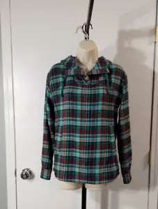 Marmot Women's Green & Red Plaid Flannel Hoodie Top, Size S - Picture 1 of 21