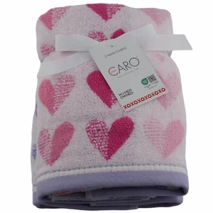 Juego de 2 toallas de mano de baño Caro Hearts San Valentín rosa blanco - Imagen 1 de 2