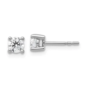 14K White Gold 1/2 Ct Lab Grown Diamond 4mm Solitaire Stud Earrings for Mom - Picture 1 of 7