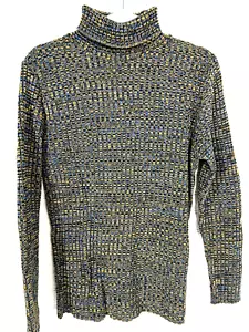Women's VTG 1970s Turtle Neck Knit Sweater 100% Virgin Orlon Acrylic Blue Sz S - Picture 1 of 8