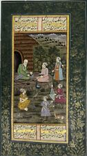Mughal Monarch King Sharing Wisdom with the Hermit Village Scene Wall Painting