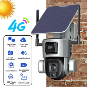 Wireless 4G Or Wi-Fi Solar Dual 4MP Lens 10x PTZ Zoom Standalone CCTV Camera UK - Picture 1 of 12