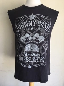 JOHNNY CASH "The Man in Black" Sun Record Company USER DISTRESSED T-Shirt Medium - Picture 1 of 4
