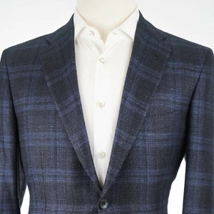 NEW $8,000 Kiton Cashmere 2 Button Electric Blue & Black Men's Blazer US 40R - Picture 1 of 12