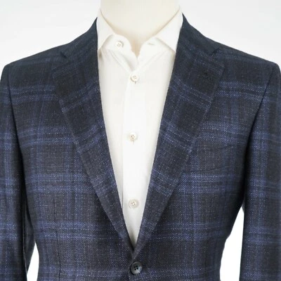 NEW $8,000 Kiton Cashmere 2 Button Electric Blue & Black Men's Blazer US 40R - Image 1 of 4