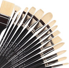 Natural Bristle Professional Paintbrushes Set | 15PCS Long Handled Paint Brushes