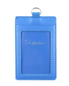 Leather Vertical ID badge holder with Window and Card Slot (Size: 3 X 4.5 inch) - Picture 1 of 12