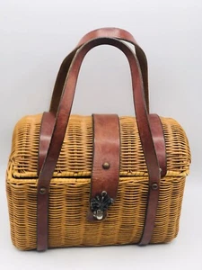 Bolso de mano vintage de cuero de mimbre y silla de montar Etienne Aigner años 60 hecho a mano - Imagen 1 de 21
