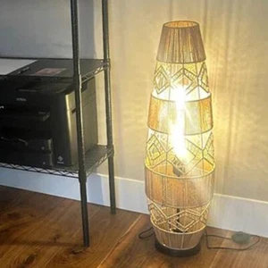 Unique Light Shades Rattan Floor Lamp Boho Standing Lamp 3 Colors Lighting Plug - Picture 1 of 18