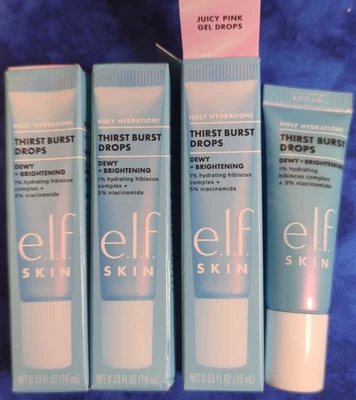 3 x e.l.f. Holy Hydration Thirst Burst Drops .33 oz each travel sizes Juicy Pink - Image 1 of 3