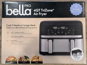bella PRO - 4-qt. TriZone Touchscreen Air Fryer with Dual Flex Basket, Stainless - Picture 1 of 5
