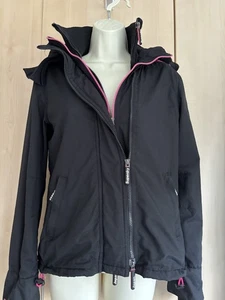 Ladies SUPERDRY ORIGINAL WINDCHEATER JAPAN Black Hooded Triple Zip Jacket Size S - Picture 1 of 19