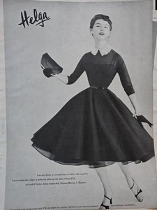 1955 Mujer Helga Seda Organdie Encaje Cuello Encaje Enagua Vestido Vintage Moda Anuncio - Imagen 1 de 1