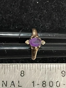 Vintage 10k Gold Amethyst Stone Ring Size 6.75 - Picture 1 of 5