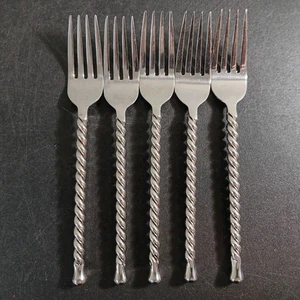 Set Of 5 Gourmet Settings "Silver Tear" 18/10 Stainless Steel Dinner Forks - Picture 1 of 7