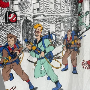 Vintage 1986 Ghostbusters Twin Fitted Bed Sheet Fabric Material Columbia Picture - Picture 1 of 4