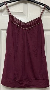 EXPRESS Y2K VINTAGE BURDUNDY SEQUIN JERSEY BANDED HEM CAMI TANK TOP - SMALL NWT - Picture 1 of 24