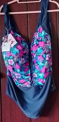 SEEGO Badeanzug + Einteiler + Dunkelblau/Pink  + Gr. 56 (Cup-F) NEU! - Bild 1 von 4