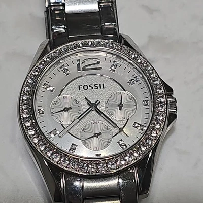 Fossil ES3202 Riley Quartz Silver Stainless Steel Watch 38mm (needs Battery) - Image 1 of 4