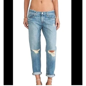 Pantalones de mezclilla Rag & Bone Distressed Boyfriend musgo con agujeros talla 27 azul - Imagen 1 de 10