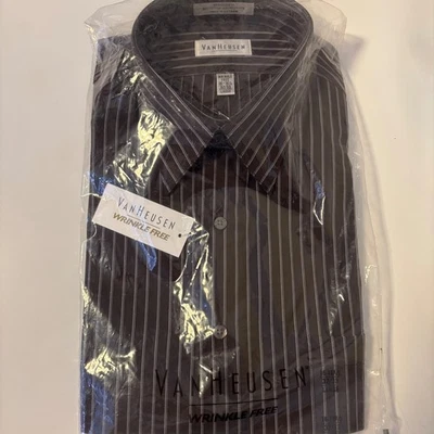 Van Heusen 长袖纽扣衬衫条纹 16-16.5 领 32-33 袖 — 第 1/3 张图片