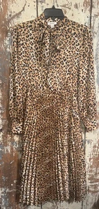 Vestido midi plisado manga larga con estampado de leopardo On 34th, talla XXS - Imagen 1 de 7