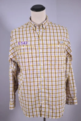 Camisa Columbia Super Tamiami L/S Botón Frontal LSU Para Hombre Grande L Foto 1 de 4