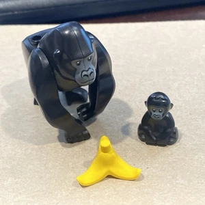 NUEVO Lego Minifigura Gorila + Bebé con Cáscara de Plátano 60437 Mono Mono Mono Animal Lote - Imagen 1 de 4
