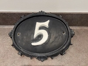 Antique Heavy Cast Iron Sign House Number 5 Door - Picture 1 of 4
