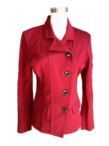 CAbi Rhabarber rot Ponte Strick Knopf Blazer Jacke Größe 4 Stil 3175 - Bild 1 von 7