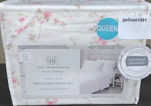 THE FARMHOUSE by Rachel Ashwell Shabby Chic Pink Roses Floral Queen Sheet Set
