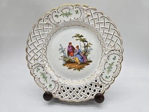 Antique Meissen 19th century ROMANTIC Reticulated Plate - Picture 1 of 8