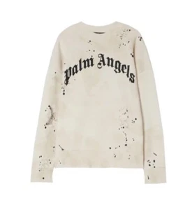 PALM ANGELS Sweatshirt mit glitzerndem Logo und Rundhalsausschnitt Größe Small ORIGINAL UVP 509 £ #W5 - Bild 1 von 10
