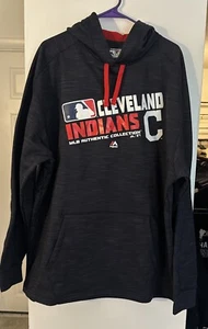 NWOT Majestic Cleveland Indians Therma Base 2XL Hooded Sweatshirt - Picture 1 of 4